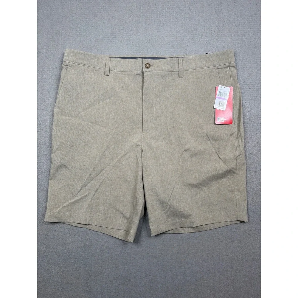 PGA Tour Mens Golf Shorts 38 Khaki Color Heather Stretch Moisture Wicking